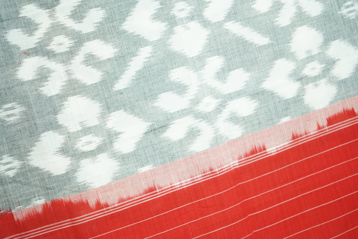 Premium  Red and Grey IKKAT Prints Dupatta Cotton Fabric