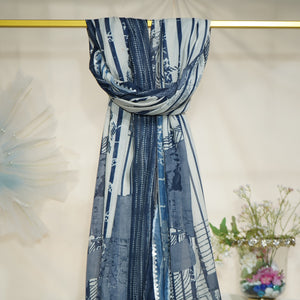 Blue Abstract Print Muslin Dupatta