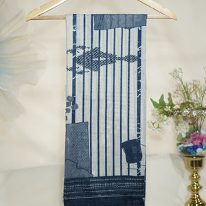 Blue Abstract Print Muslin Dupatta