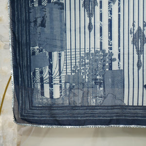 Blue Abstract Print Muslin Dupatta