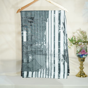 Black Grey Abstract Print Muslin Dupatta