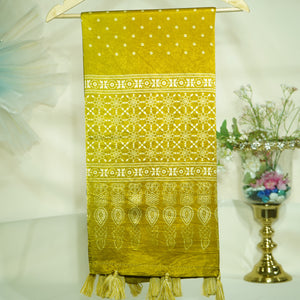 Mustard Floral Dupatta Mashru Silk Fabric