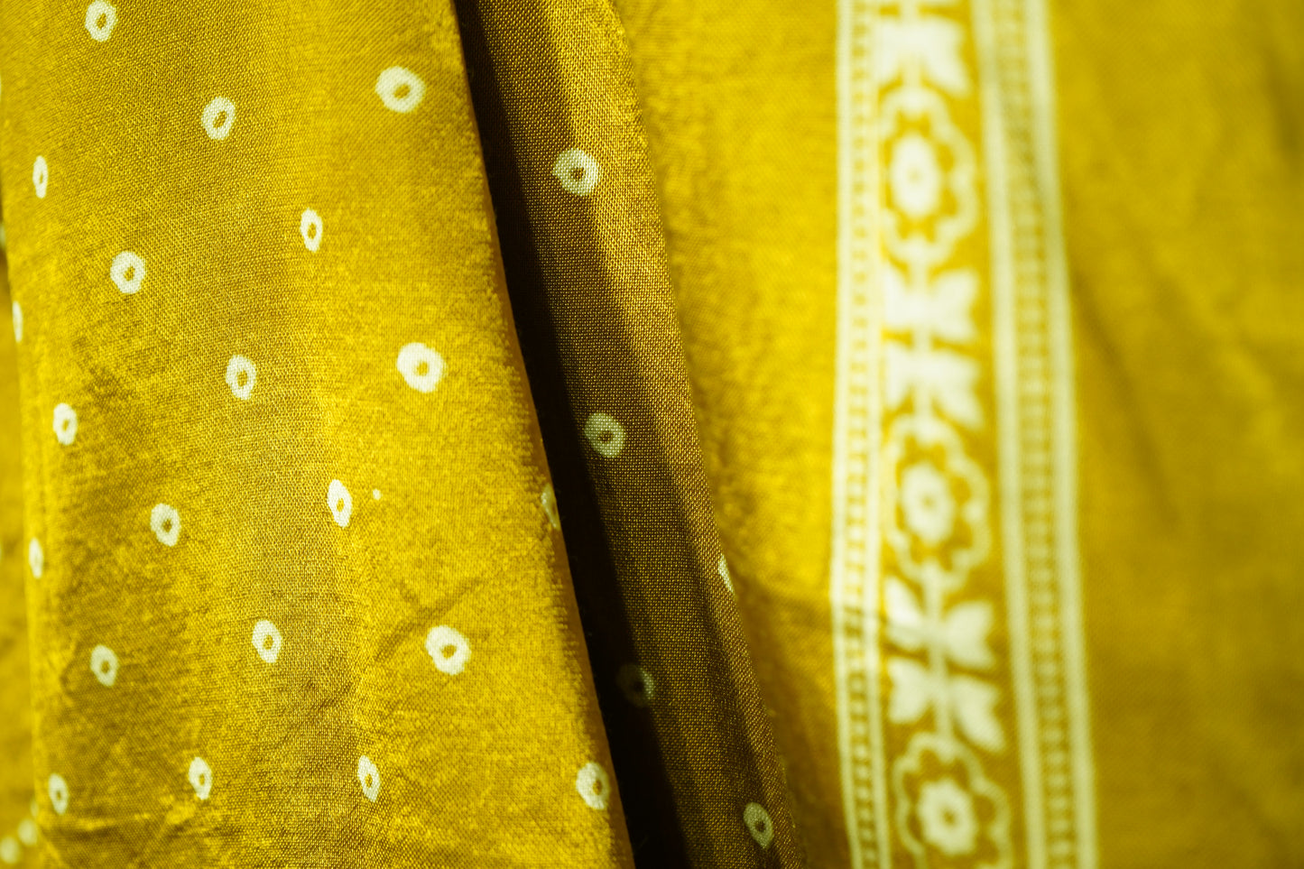 Mustard Floral Dupatta Mashru Silk Fabric