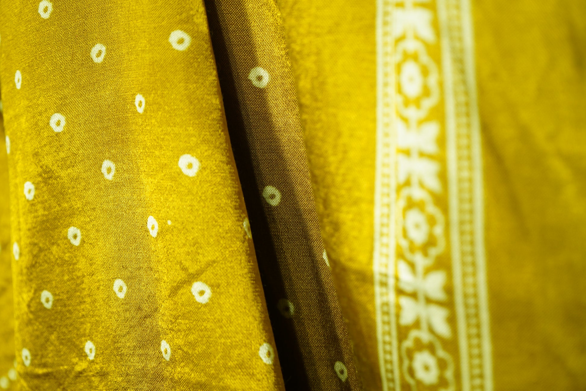 Mustard Floral Dupatta Mashru Silk Fabric
