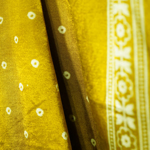 Mustard Floral Dupatta Mashru Silk Fabric