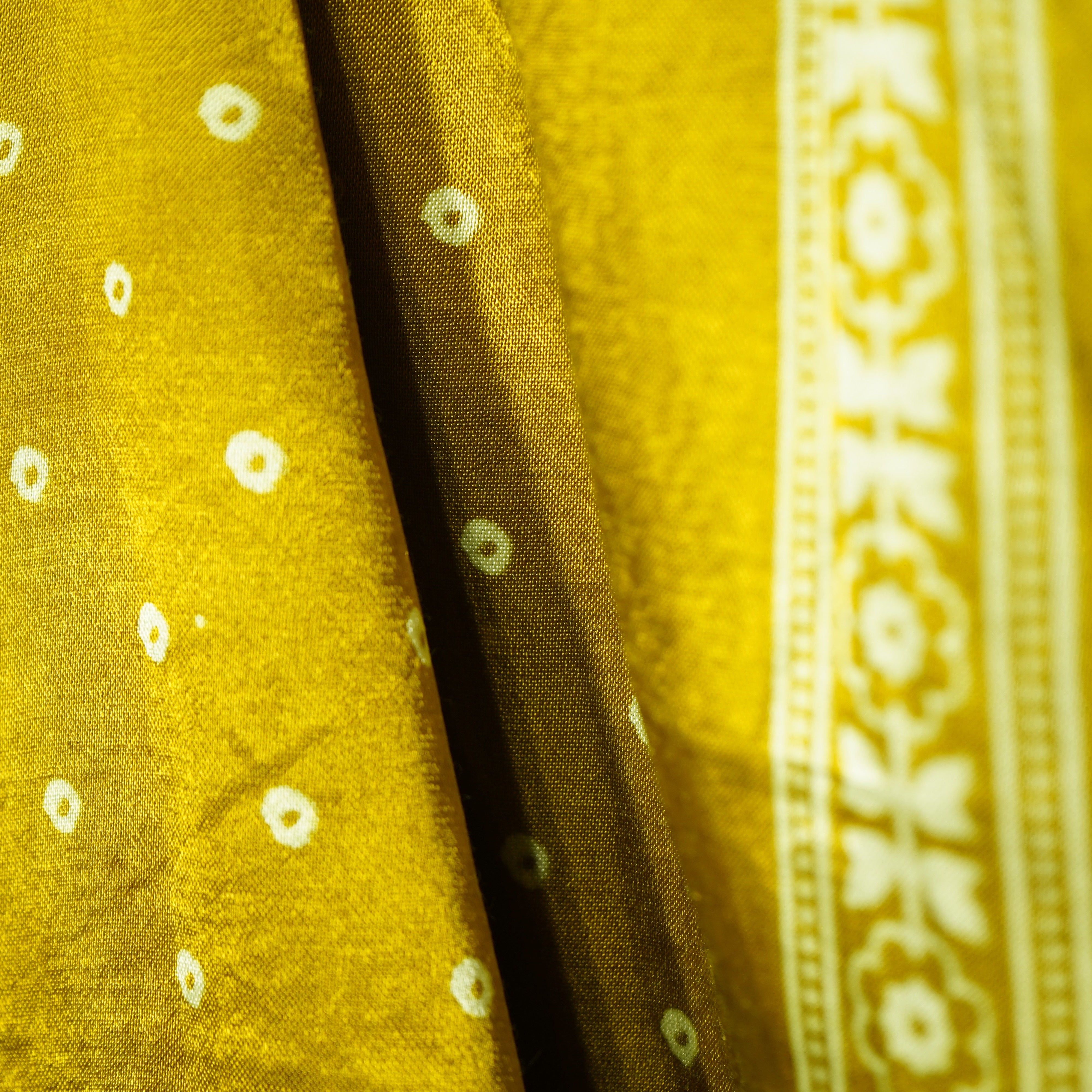 Mustard Floral Dupatta Mashru Silk Fabric