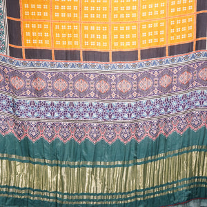 Yellow Multicolor Bandhani Print Dupatta Gaji Silk Fabric