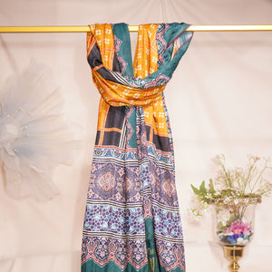Yellow Multicolor Bandhani Print Dupatta Gaji Silk Fabric