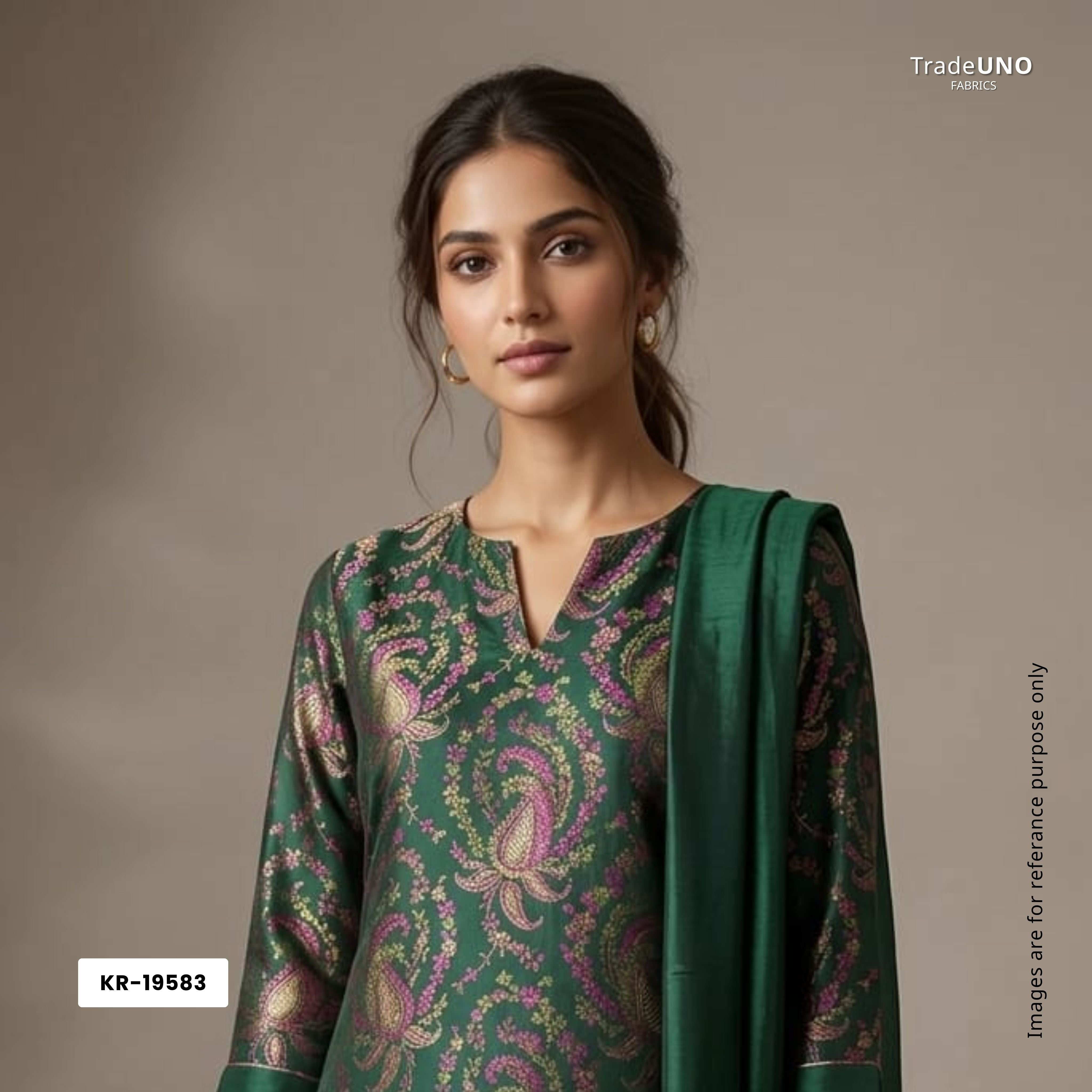 Dark Green Tanchui Silk Fabric KR-19583 - TradeUNO