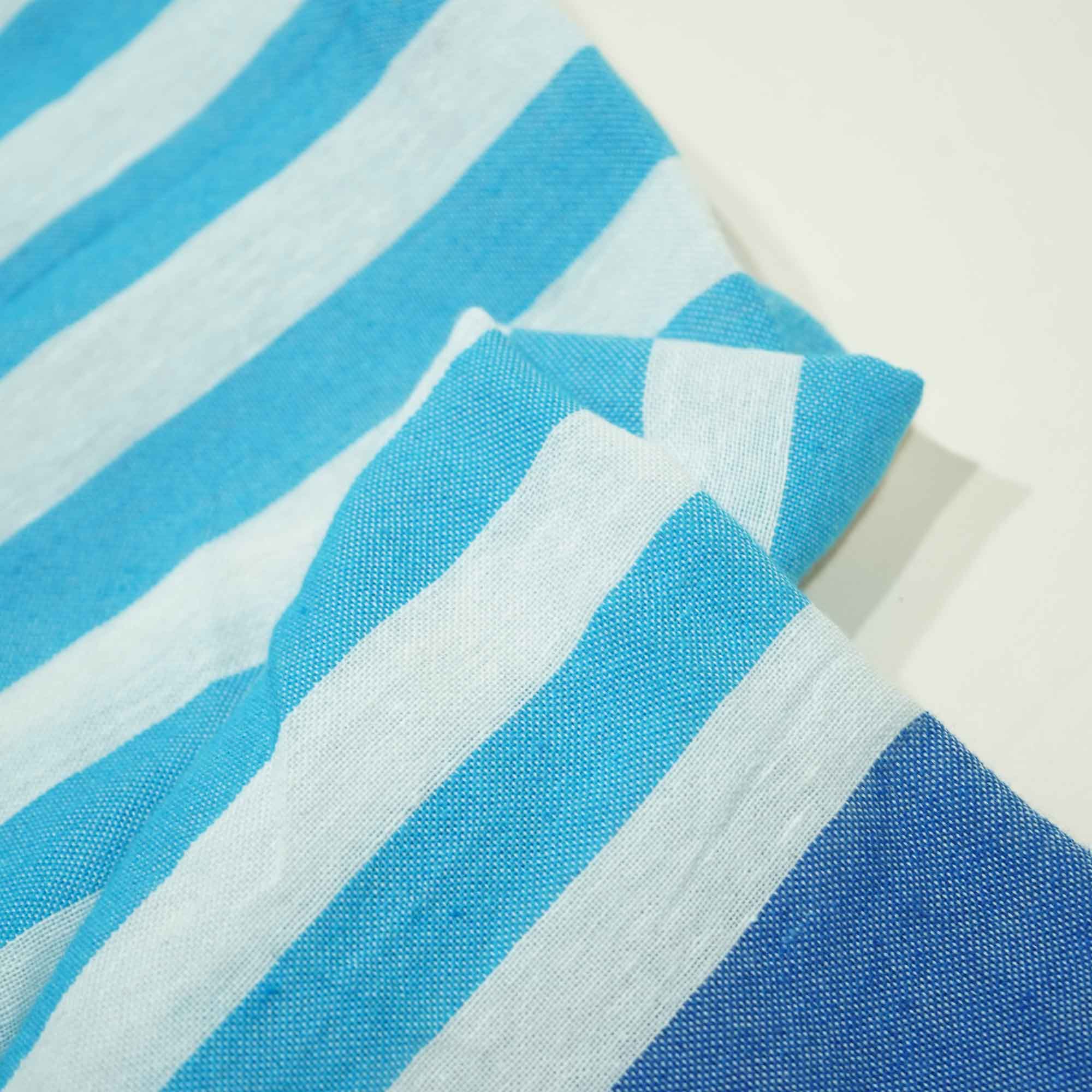 White Blue Stripes Cotton Casement TU 1036
