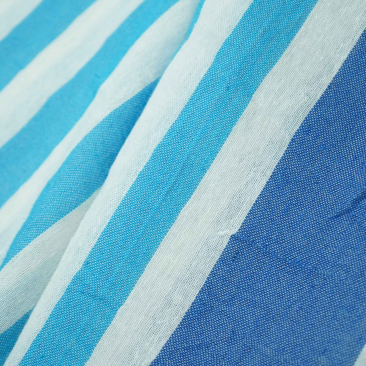 White Blue Stripes Cotton Casement TU 1036