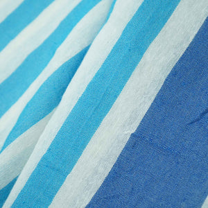 White Blue Stripes Cotton Casement TU 1036