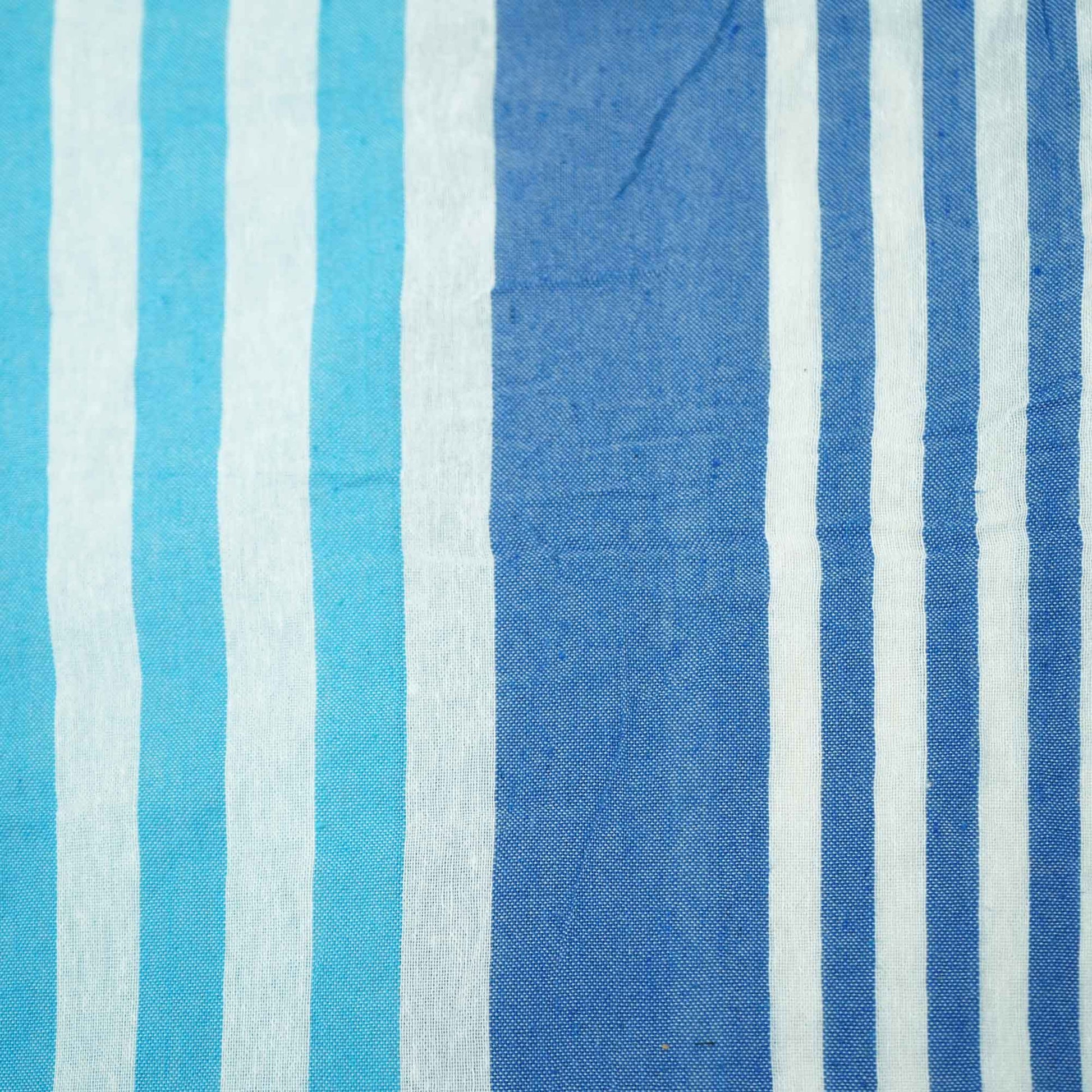 White Blue Stripes Cotton Casement TU 1036