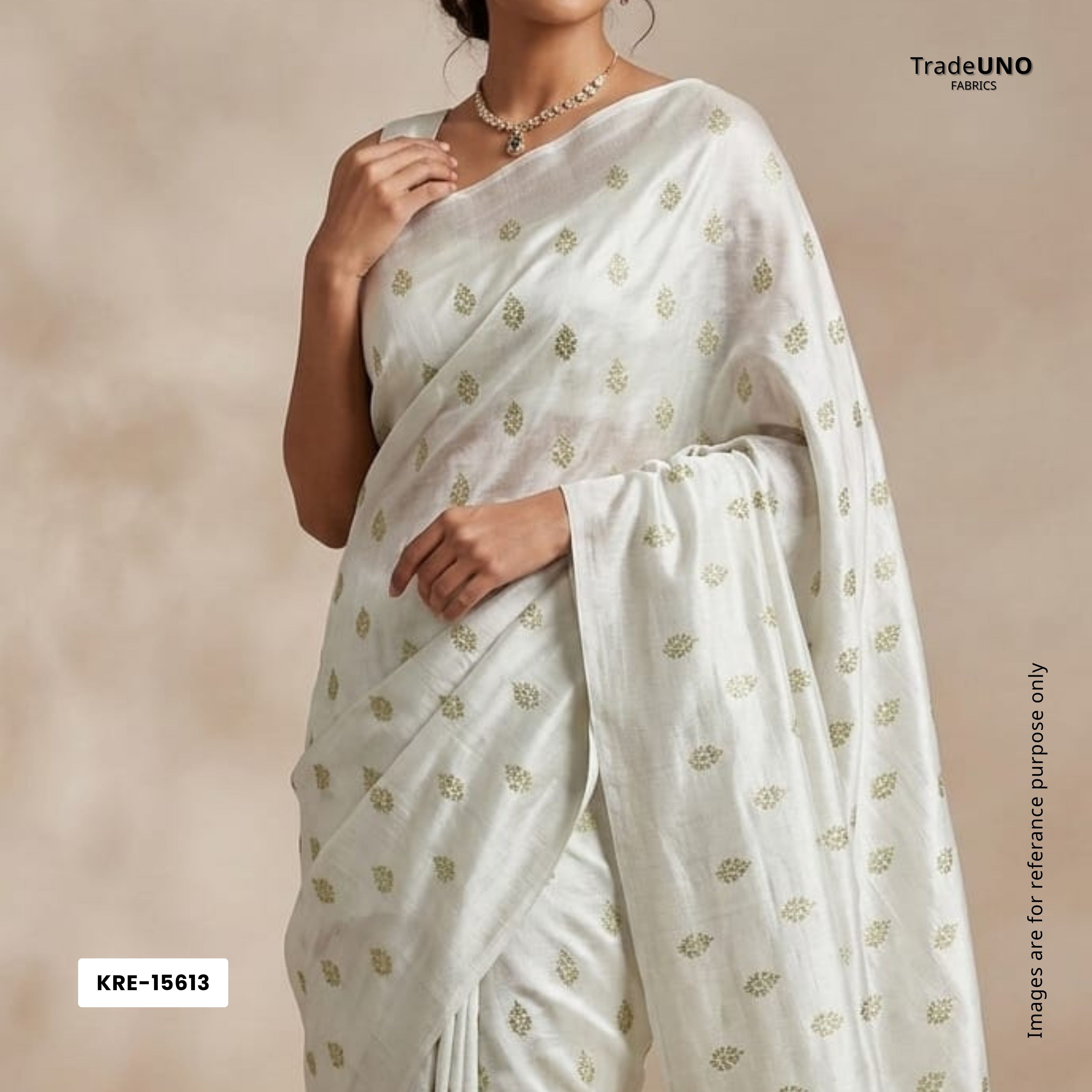 White Buti Dyeable Katan Silk KRE-15613 - TradeUNO