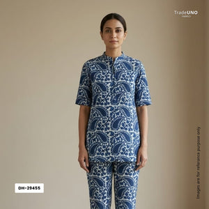 Indigo with White Dabu Print Cotton Fabric DH-29455 - TradeUNO