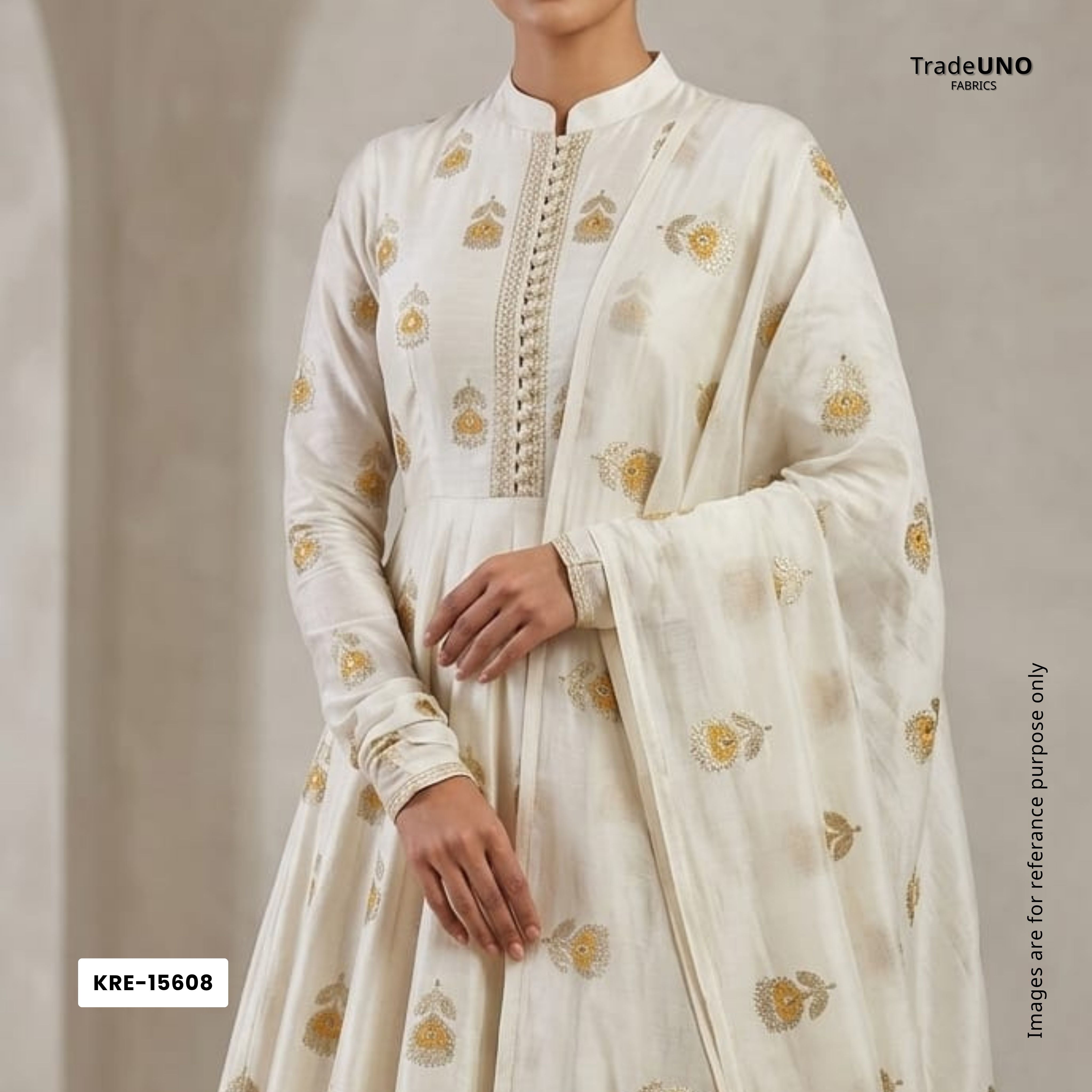 White Yellow Buti Dyeable Katan Silk KRE-15608 - TradeUNO