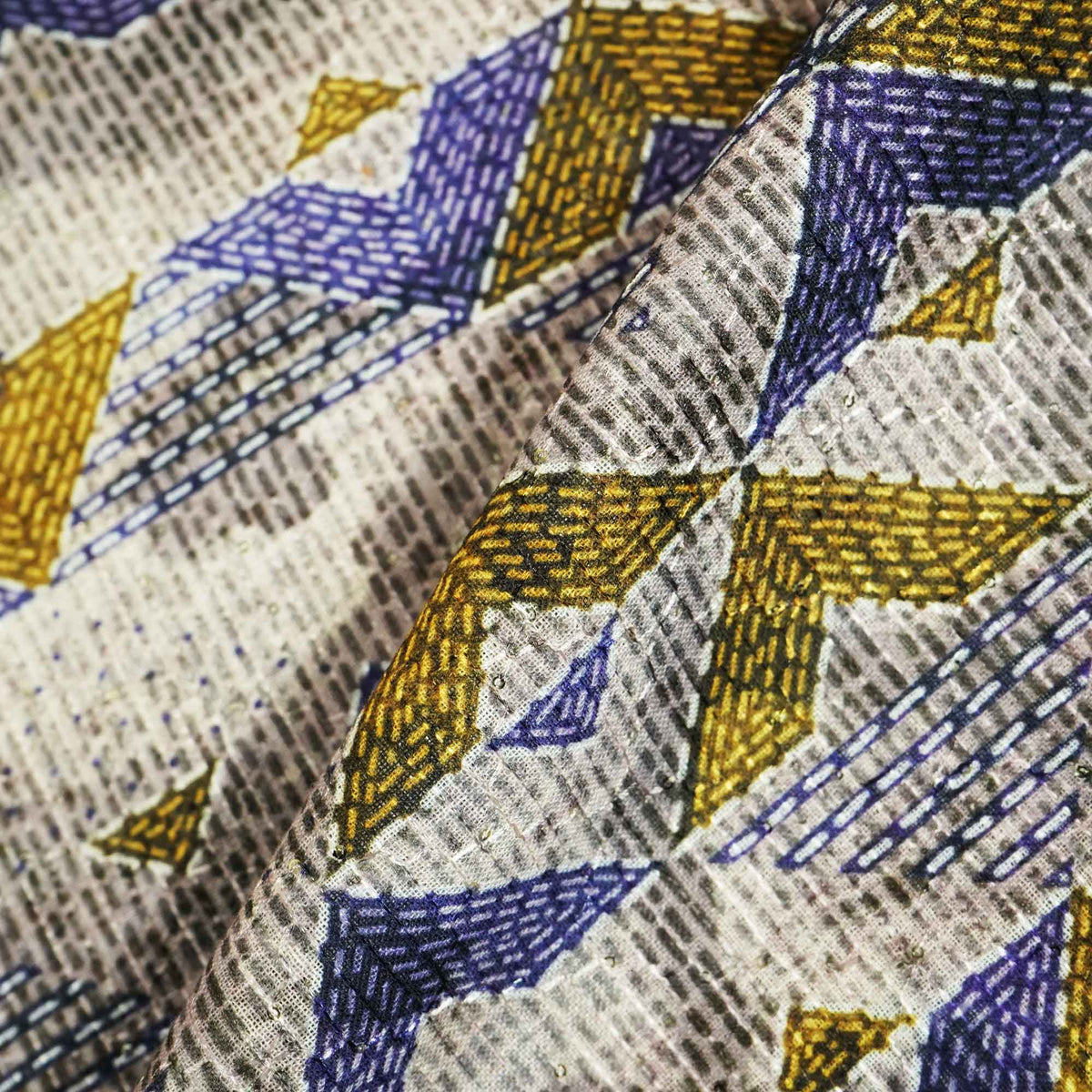 Multicolor Traditional Print Sequence Embroidery Linen GF-11113