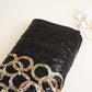 Black & Multicolor Sequence Embroidery Georgette Fabric 11145