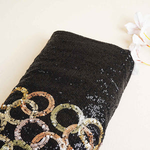 Black & Multicolor Sequence Embroidery Georgette Fabric 11145 - TradeUNO