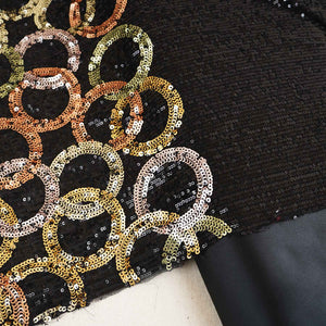 Black & Multicolor Sequence Embroidery Georgette Fabric 11145 - TradeUNO