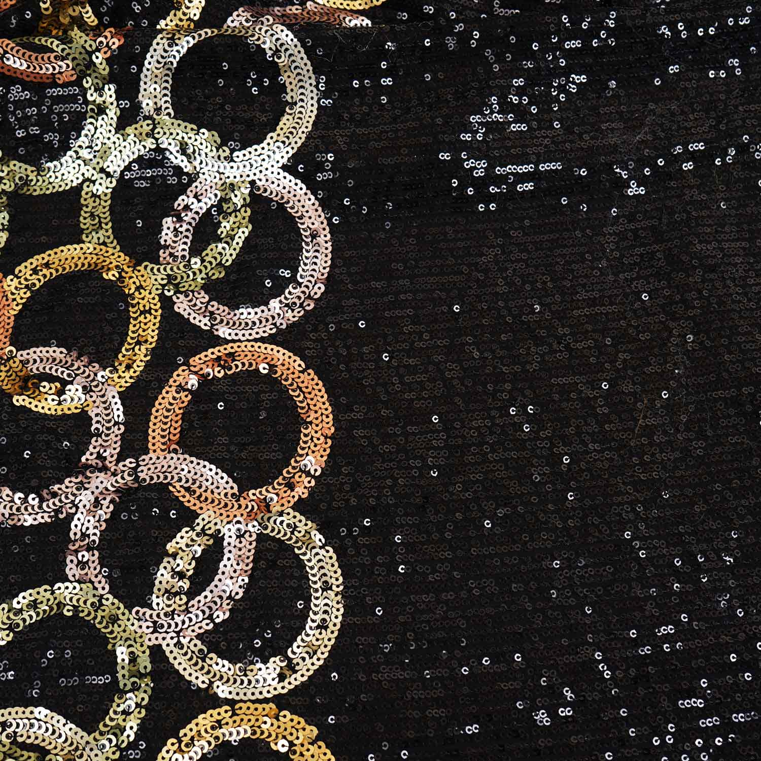 Black & Multicolor Sequence Embroidery Georgette Fabric 11145 - TradeUNO
