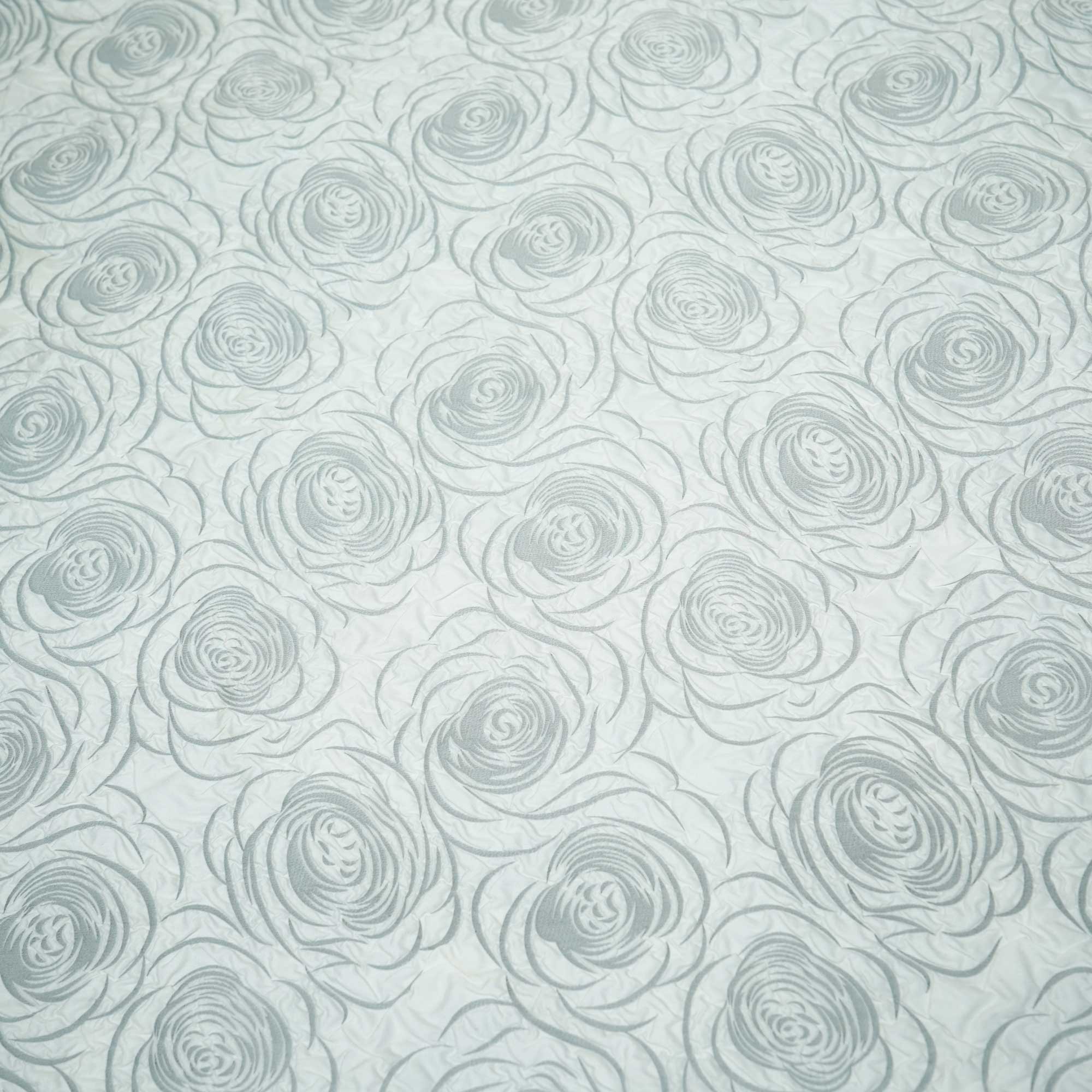 White & Black Floral Print Satin AFC-11186  