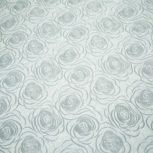 White & Black Floral Print Satin AFC-11186  
