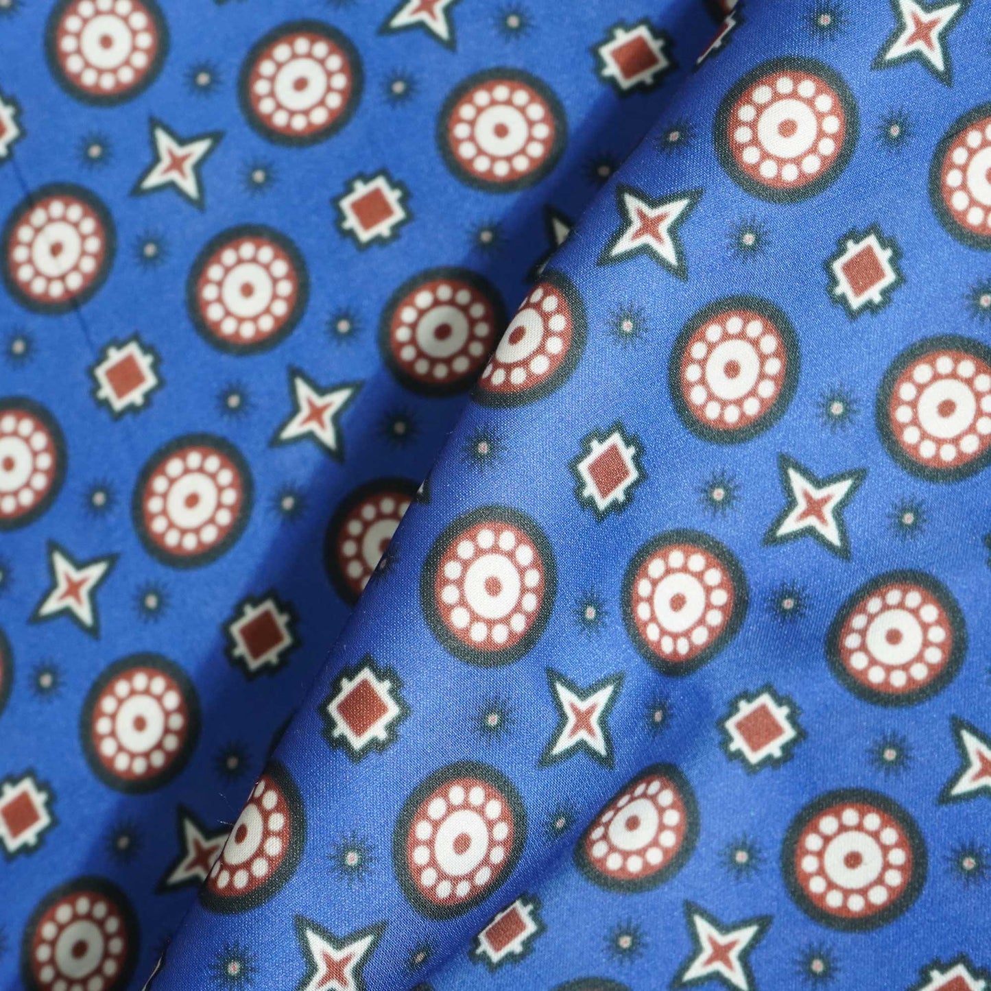 Blue Goemeterical Print Modal Satin VC-11268
