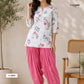 White With Red Floral Print Cotton Schiffli Fabric LI-32151 - TradeUNO