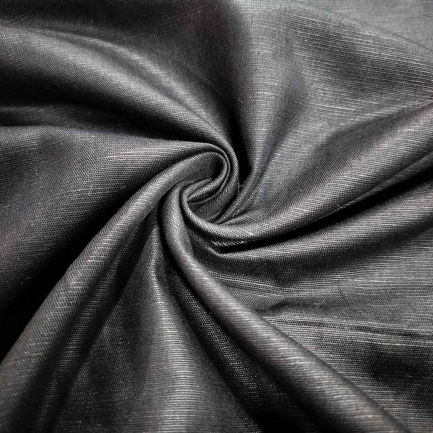 Black Solid Cotton Linen MKT-11496