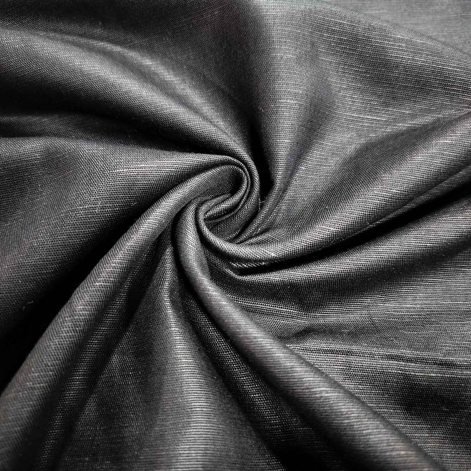 Black Solid Cotton Linen MKT-11496