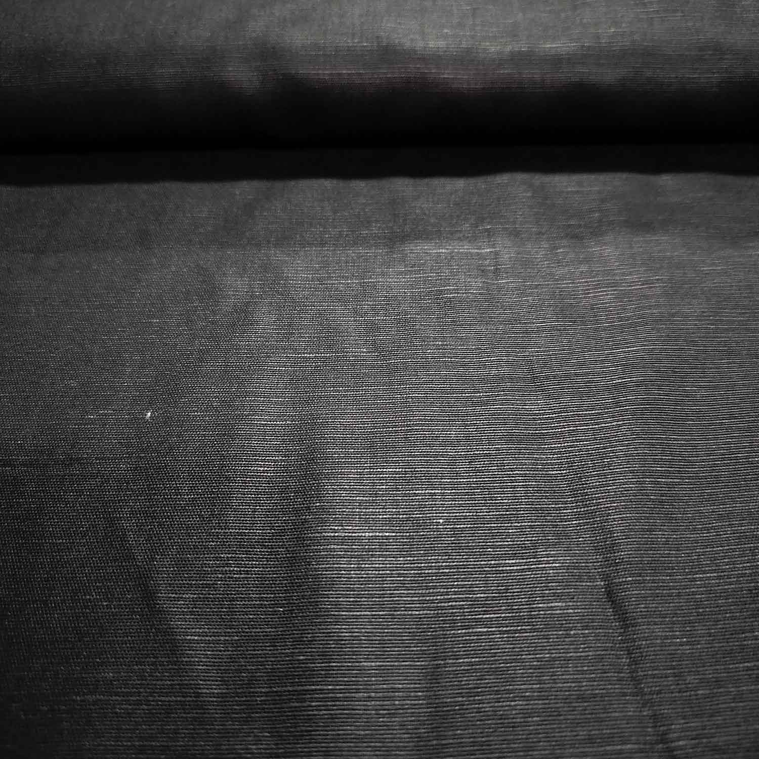 Black Solid Cotton Linen MKT-11496
