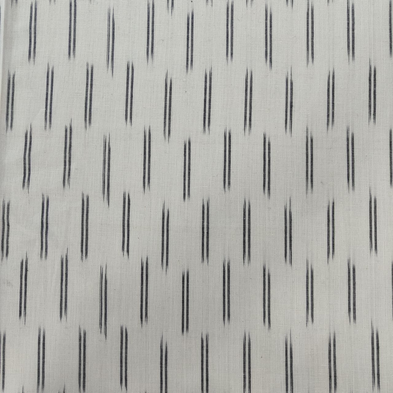 White & Black Stripe Print Cotton Fabric