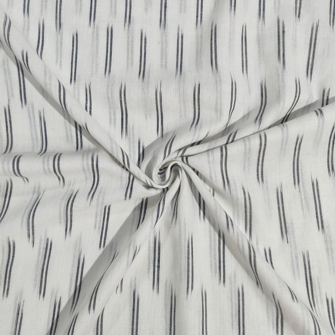 White & Black Stripe Print Cotton Fabric