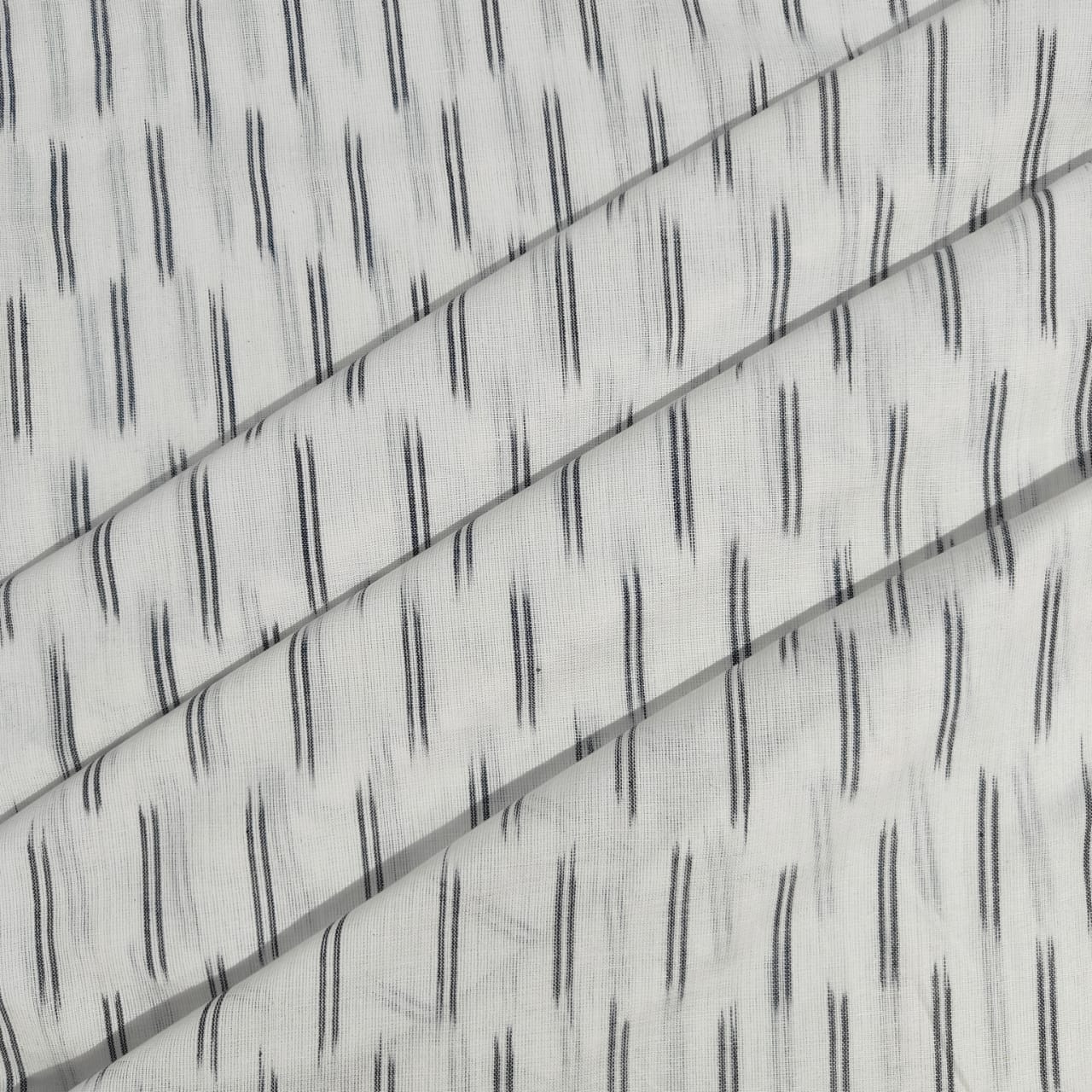 White & Black Stripe Print Cotton Fabric