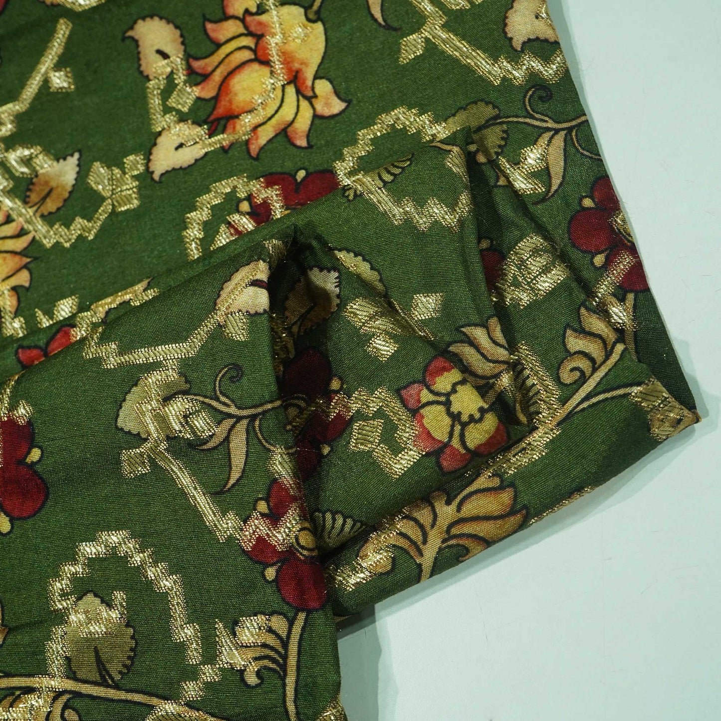 Dark Green Madhubani Print Dola Silk Jacquard KOT-11998