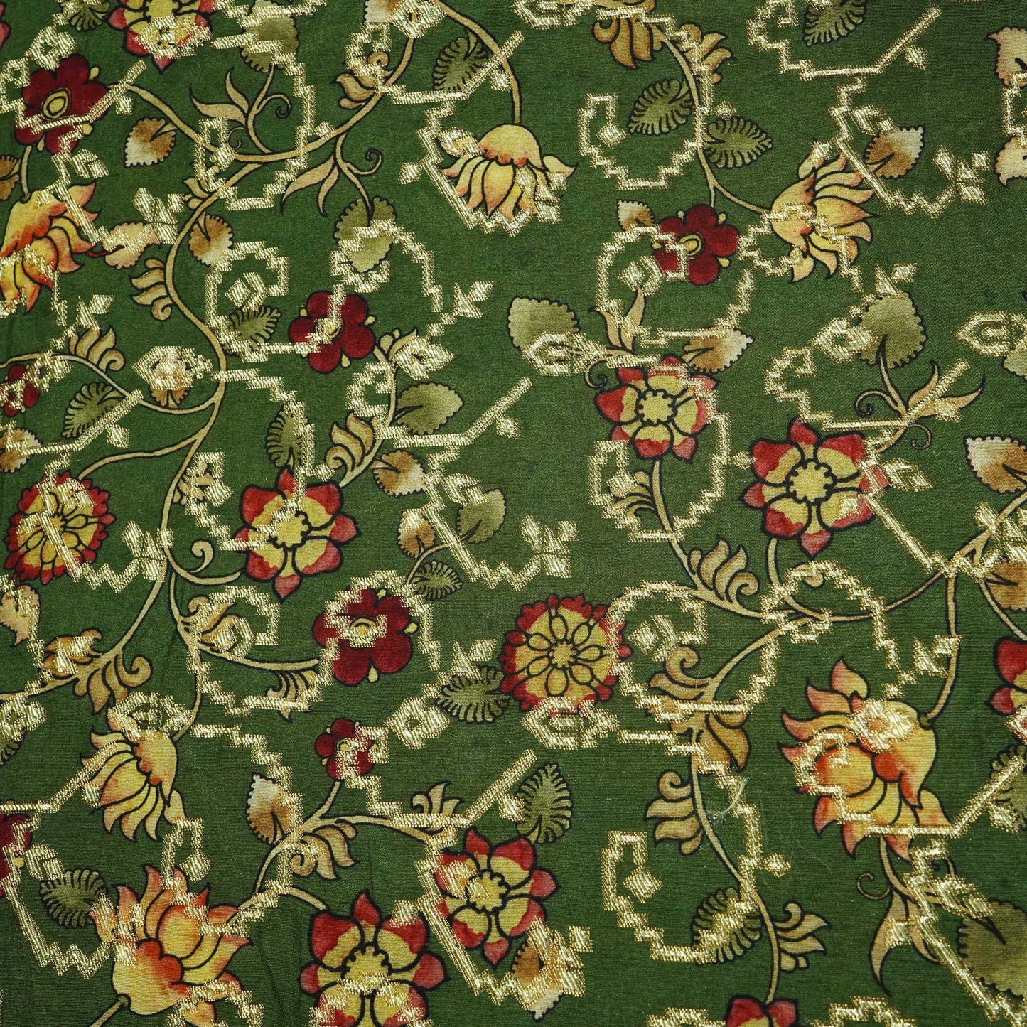 Dark Green Madhubani Print Dola Silk Jacquard KOT-11998