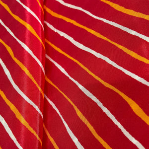 Red Lehariya Print Crepe Fabric
