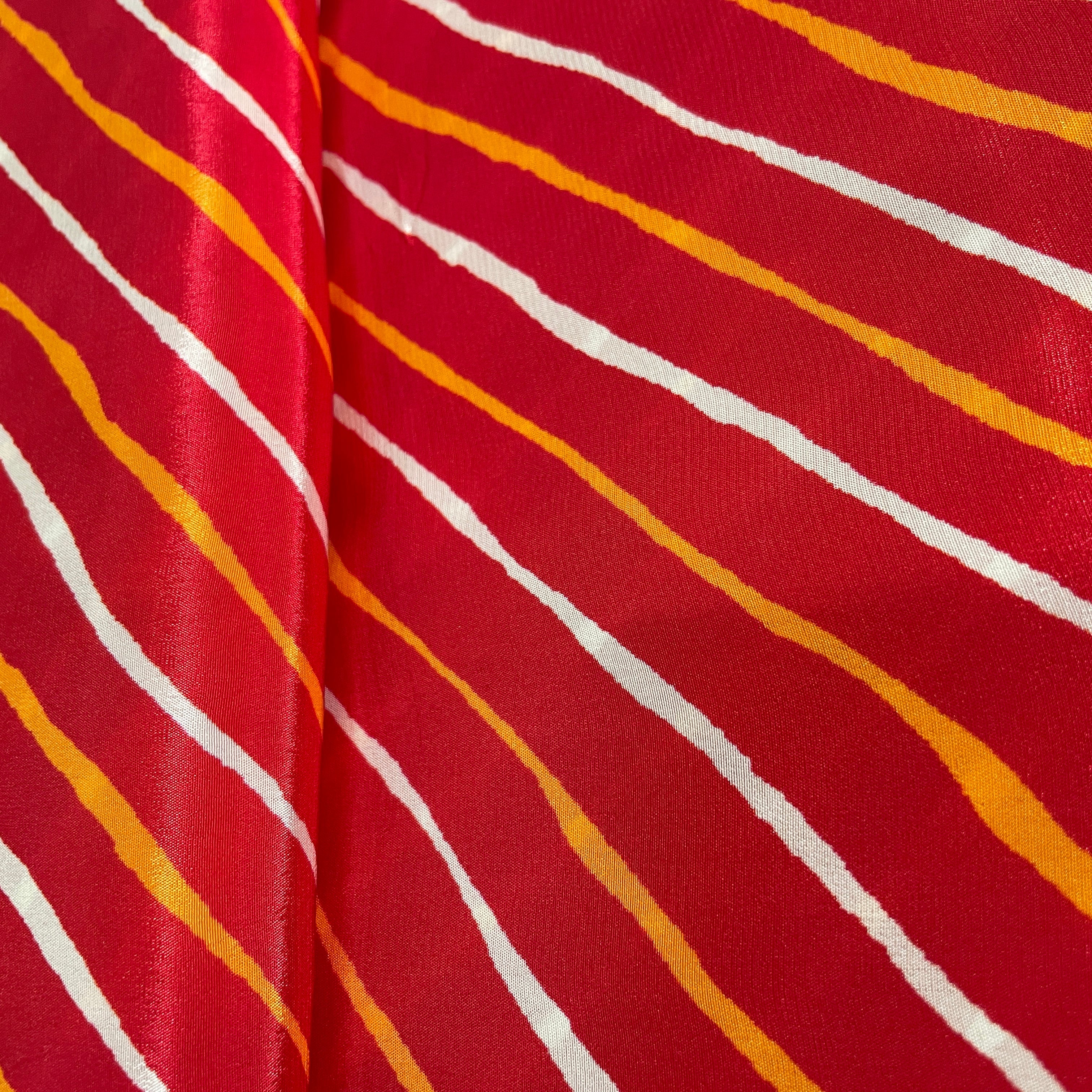 Red Lehariya Print Crepe Fabric