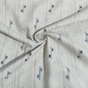 Cream & Black Handblock With Lurex Cotton Fabric 12036