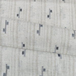 Cream & Black Handblock With Lurex Cotton Fabric 12036