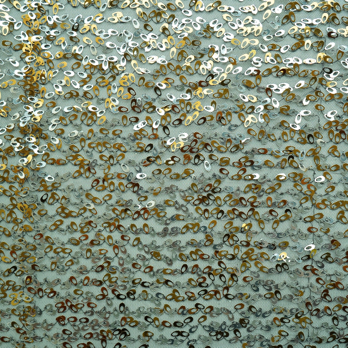 Black With Gold & Silver Sequence Embroidery Net Fabric