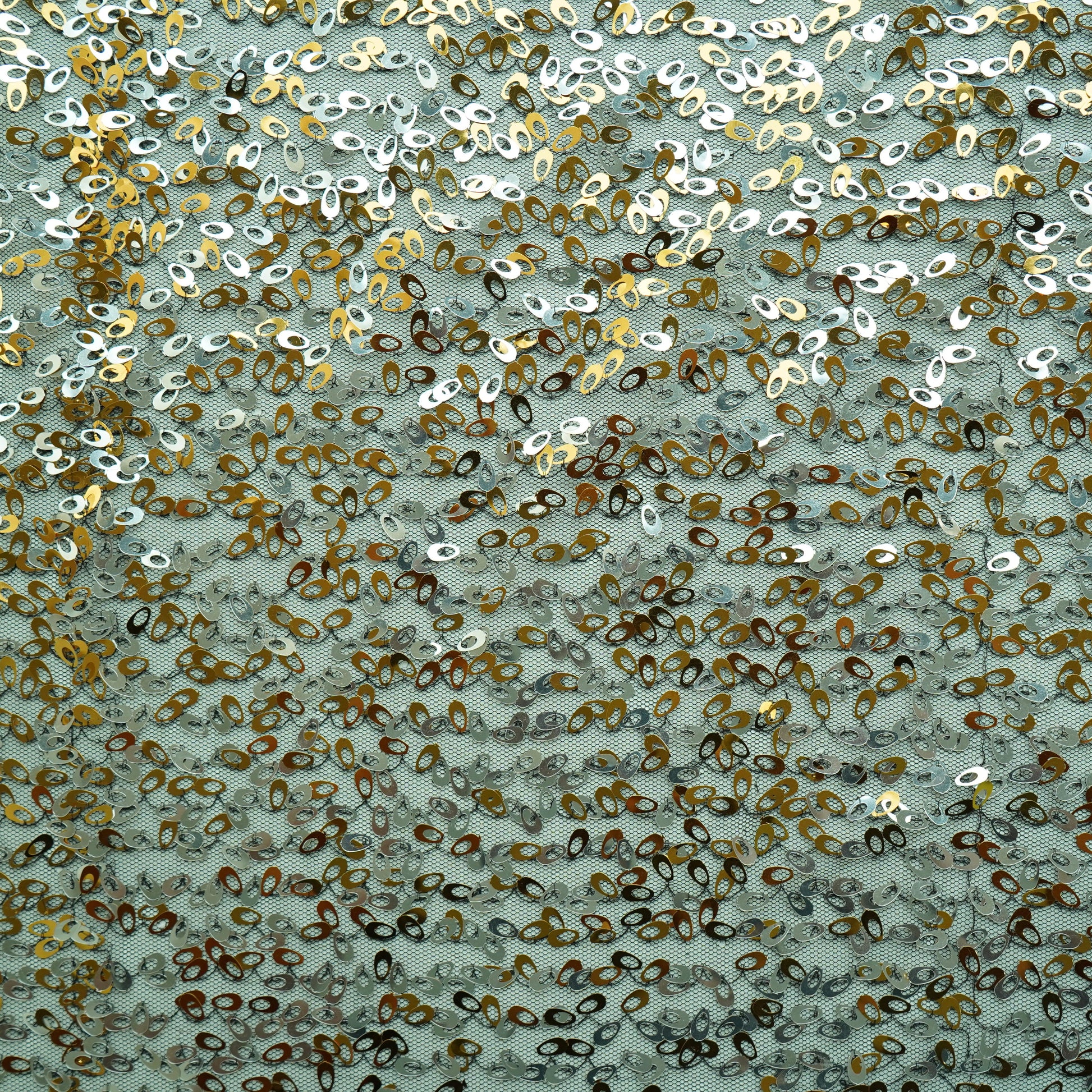 Black With Gold & Silver Sequence Embroidery Net Fabric