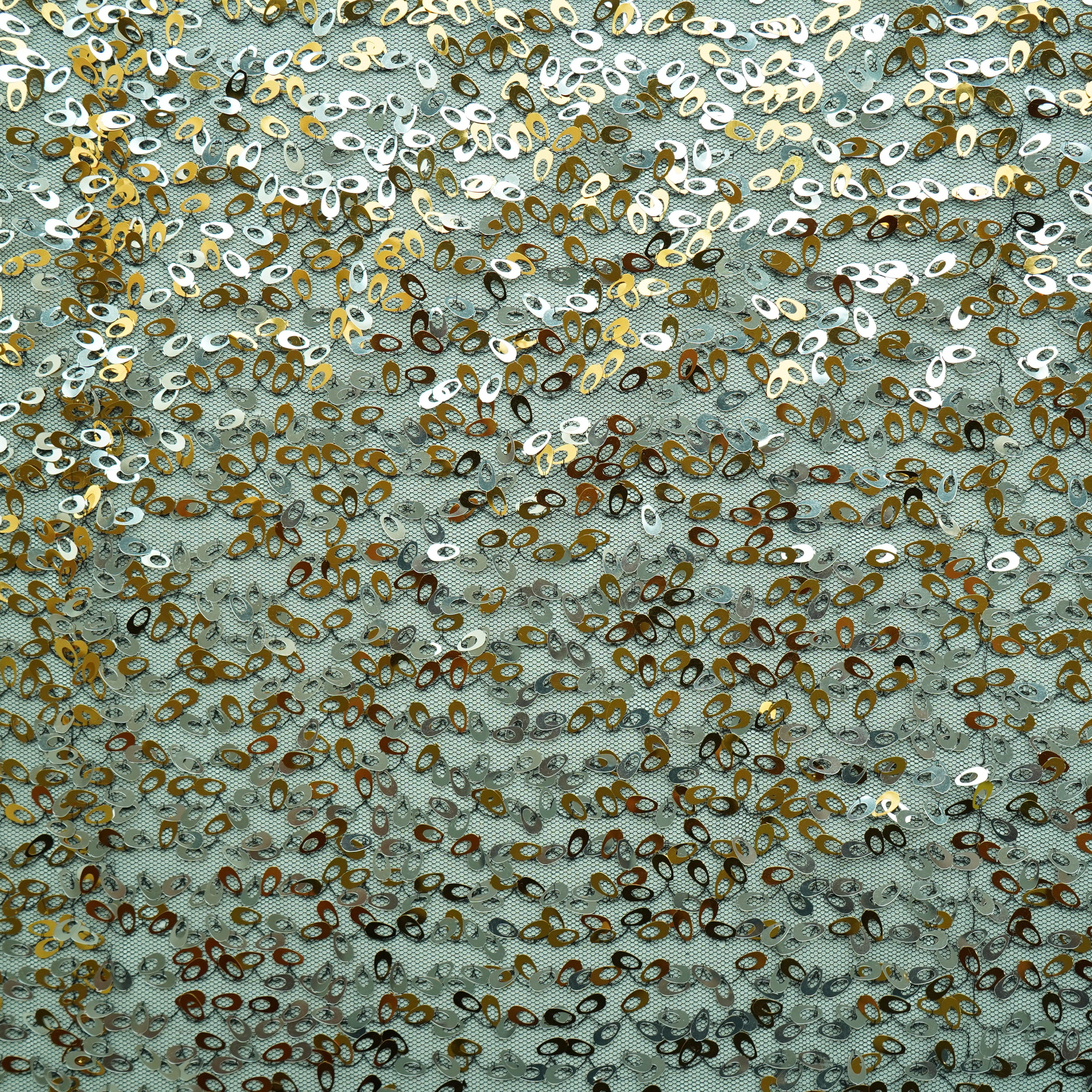 Black With Gold & Silver Sequence Embroidery Net Fabric