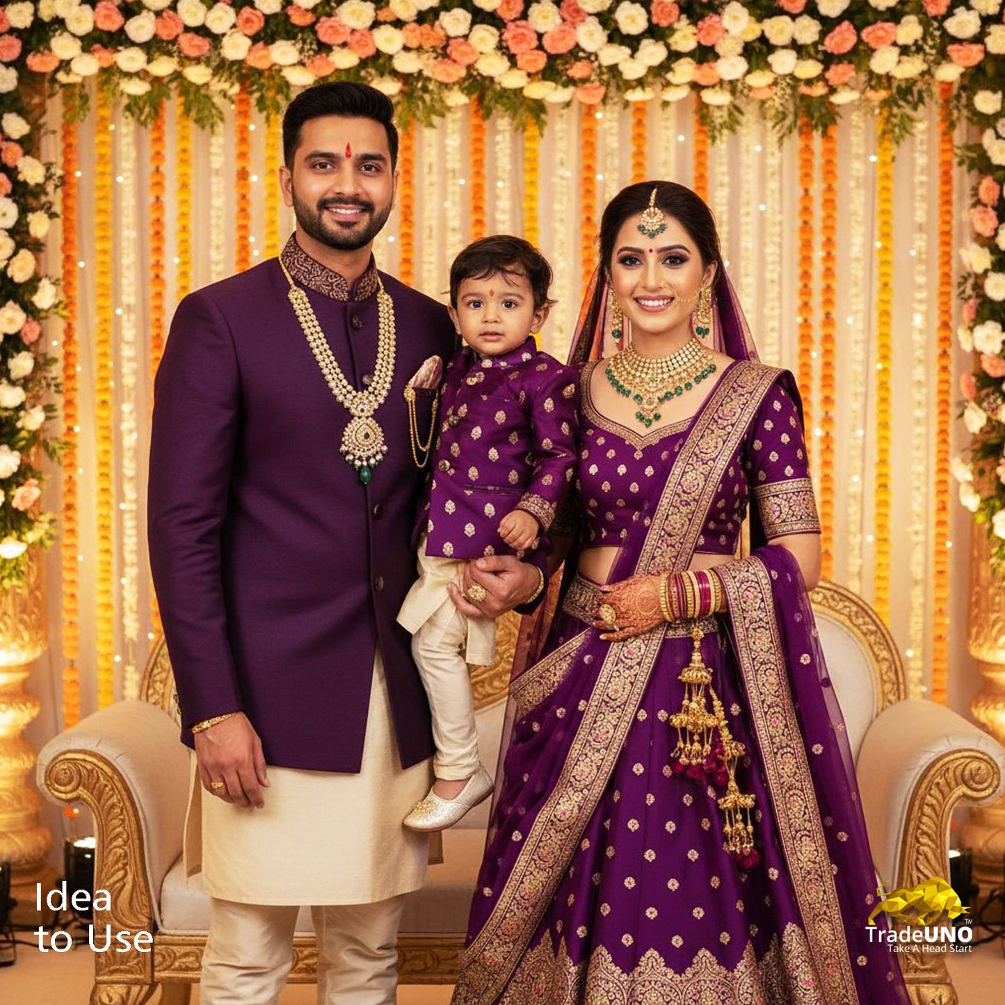 Dark Purple & Pink Mina Booti Texture Dupion Silk YF-24405