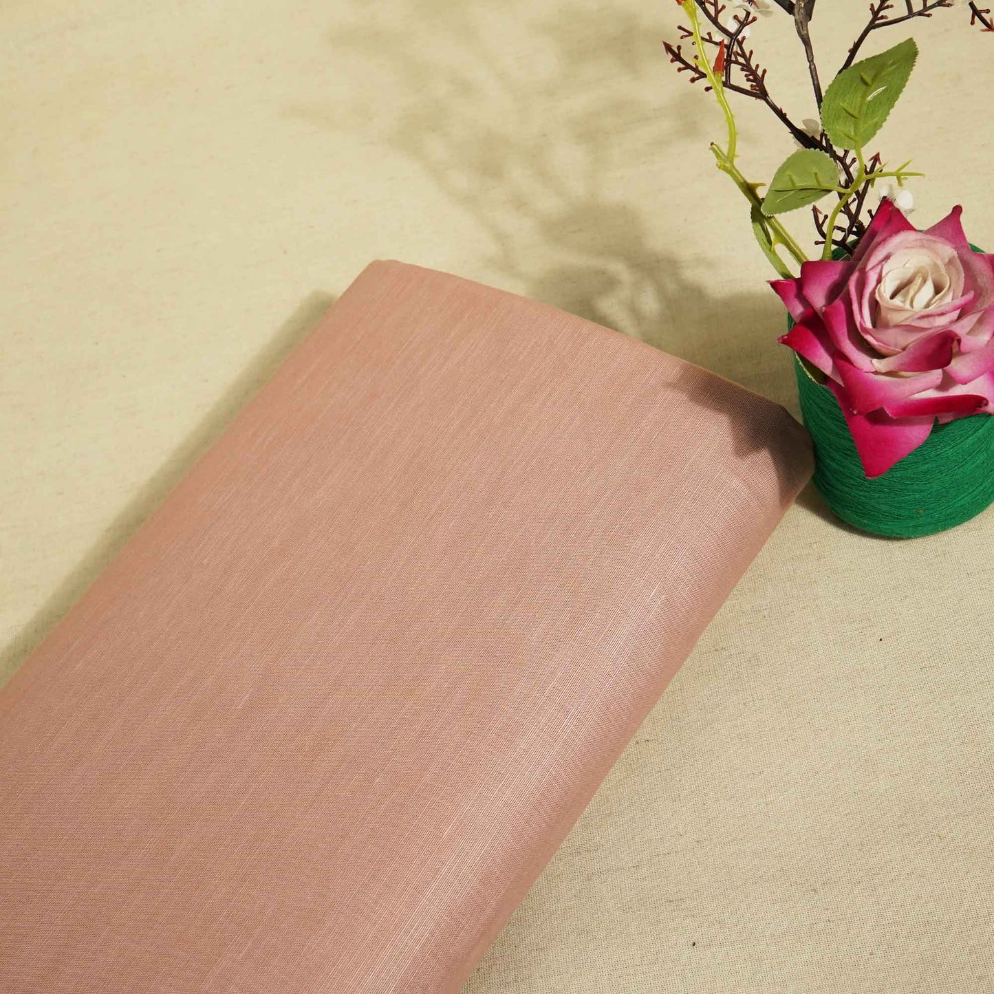 Peach Pink Solid Cotton Linen MKT-12210