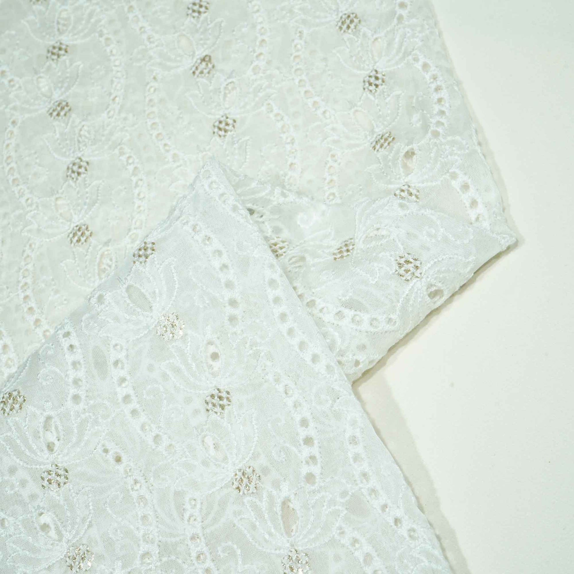 White Floral Sequence Embroidery Organza JD-12255  