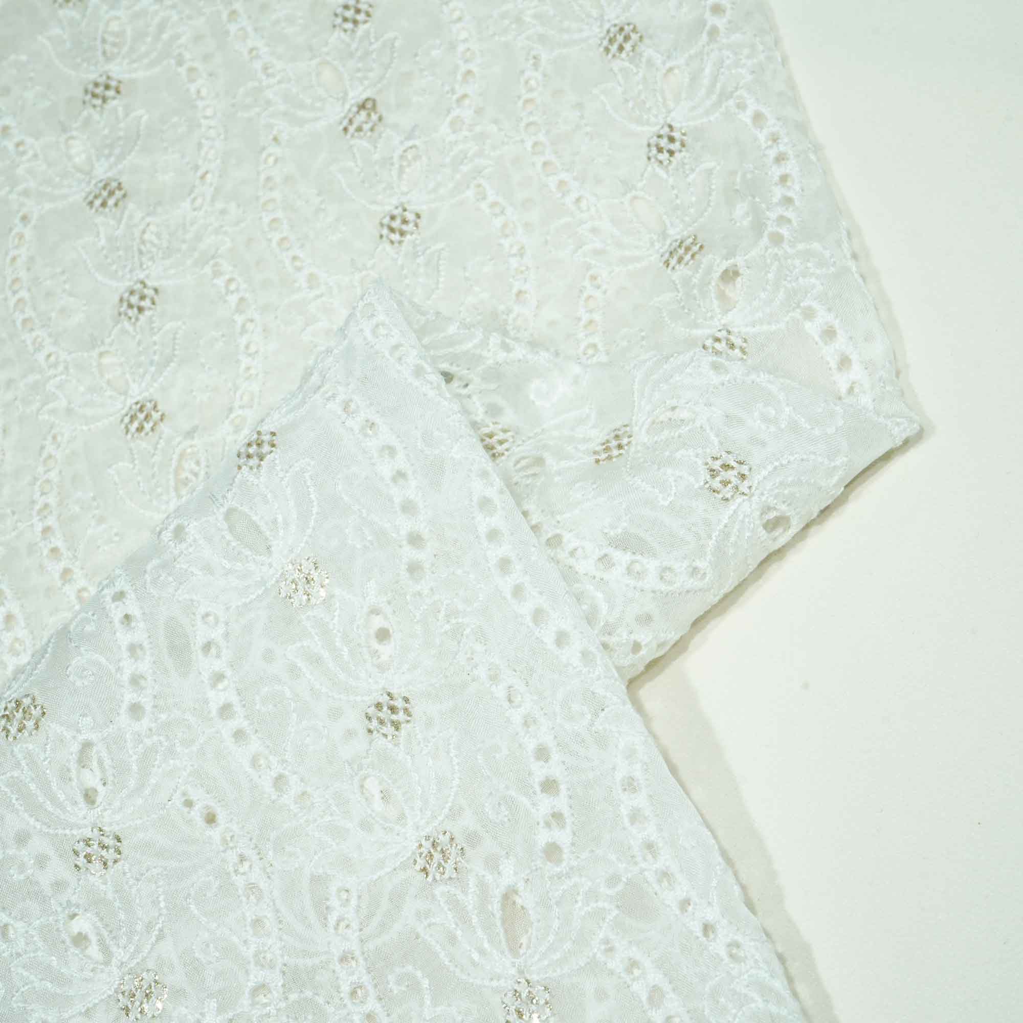 White Floral Sequence Embroidery Organza JD-12255  
