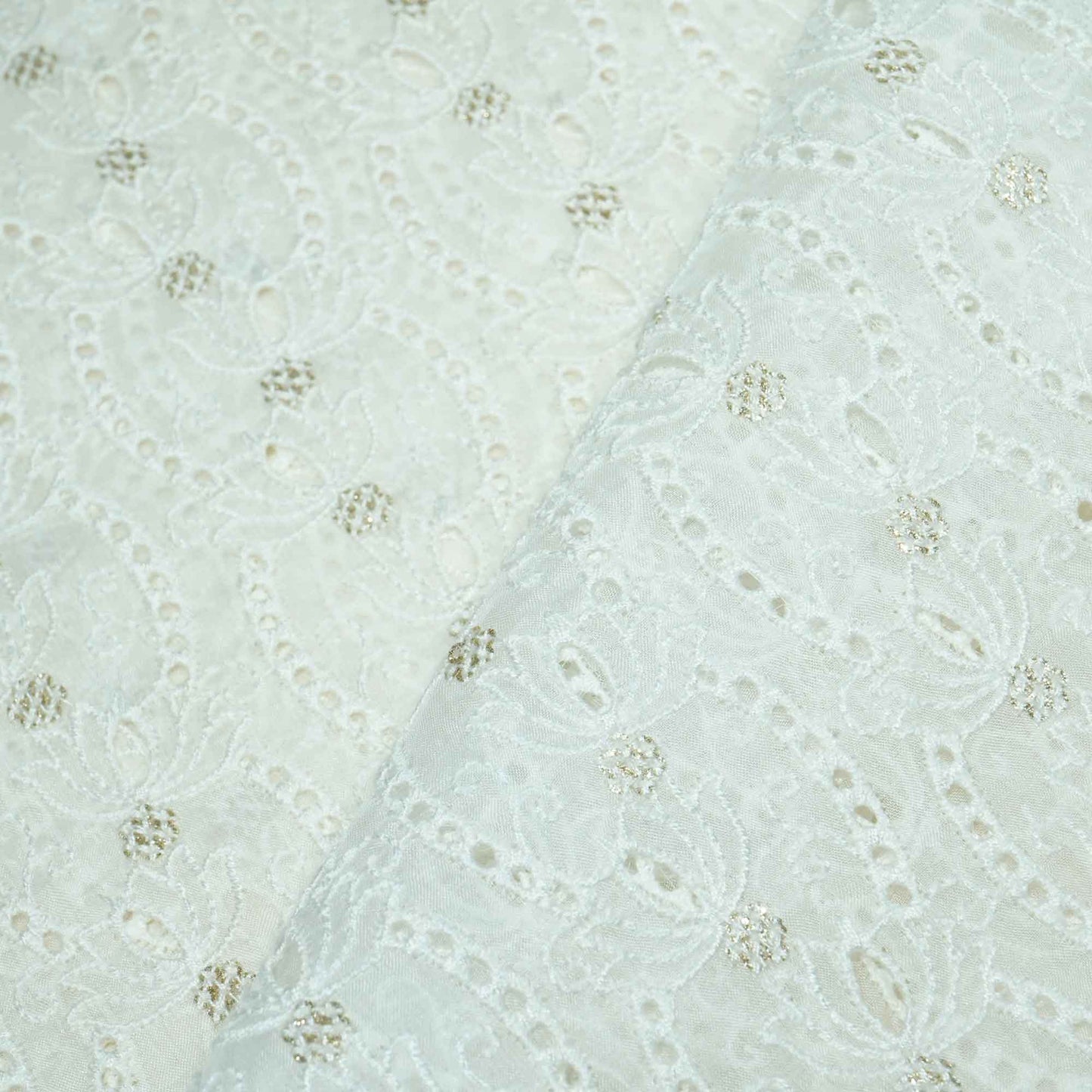 White Floral Sequence Embroidery Organza JD-12255  