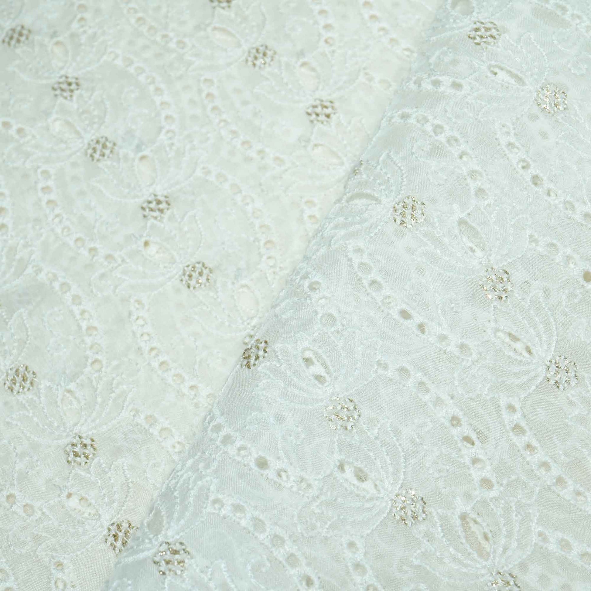 White Floral Sequence Embroidery Organza JD-12255  